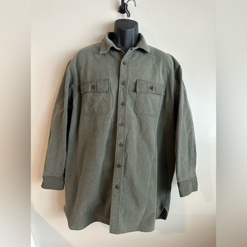 Vintage L.L. Bean Men’s XL Tall Heavyweight Cotton Shirt – Olive Green